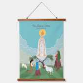ファティマの我々の婦人と三人の羊飼い 吊り下げ型タペストリー (正面)