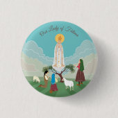 ファティマの我々の婦人と三人の羊飼い 缶バッジ (正面)