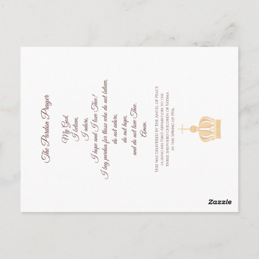 ファティマの我々の婦人と三羊飼い祈りの言葉 ポストカード (裏面)