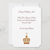 ファティマの私たちの女性と白のバラの誕生日カード (裏面)