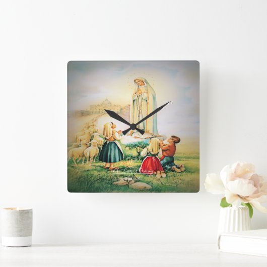 ファティマの私たちの女性1917 スクエア壁時計 (ホーム)