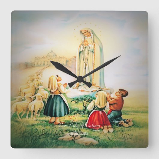ファティマの私たちの女性1917 スクエア壁時計 (正面)