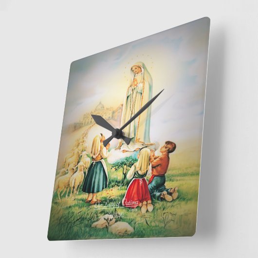 ファティマの私たちの女性1917 スクエア壁時計 (傾斜)