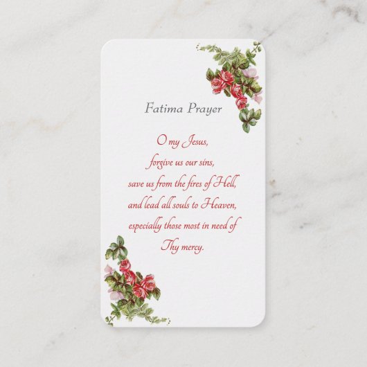ファティマの私たちの女性 – "ファティマ祈りの言葉"カード エンクロージャーカード (裏面)