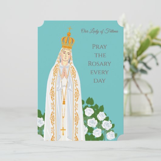 ファティマの聖母と白いバラの誕生日カード (スタンド正面)