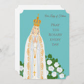 ファティマの聖母と白いバラの誕生日カード (正面/裏面)