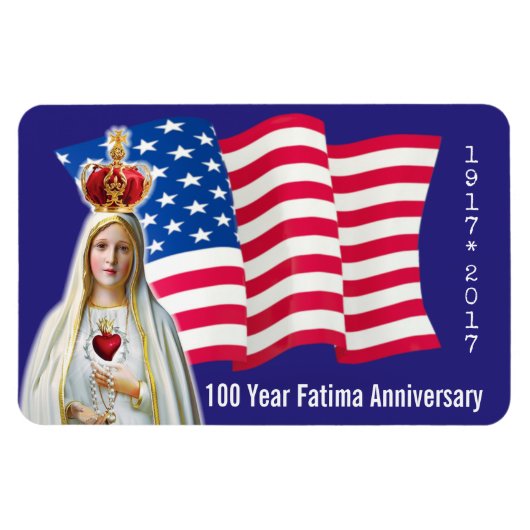 ファティマの聖母 アメリカ国旗 100周年記念 マグネット (横)