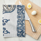 ファティマの青木のHamsaの手手 キッチンタオル (四つ折り)