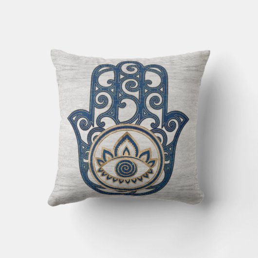 ファティマの青木のHamsaの手手 クッション (裏面)