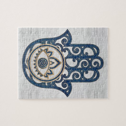 ファティマの青木のHamsaの手手 ジグソーパズル (横)