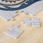 ファティマの青木のHamsaの手手 ジグソーパズル (側面)