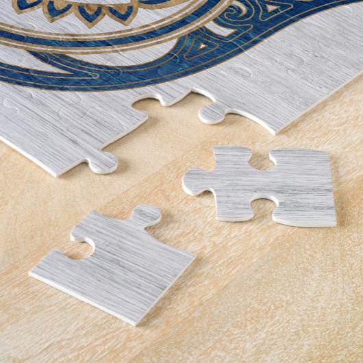 ファティマの青木のHamsaの手手 ジグソーパズル (側面)