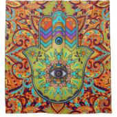 ファティマのHamsaカラフルな手手 シャワーカーテン (正面)