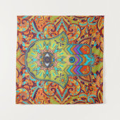 ファティマのHamsaカラフルな手手 タペストリー (正面(横))