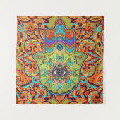 ファティマのHamsaカラフルな手手 タペストリー (正面)