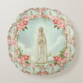 ファティマは聖母マリアのカトリック教のバラのヴィンテージを賛美しました ラウンドクッション (正面)