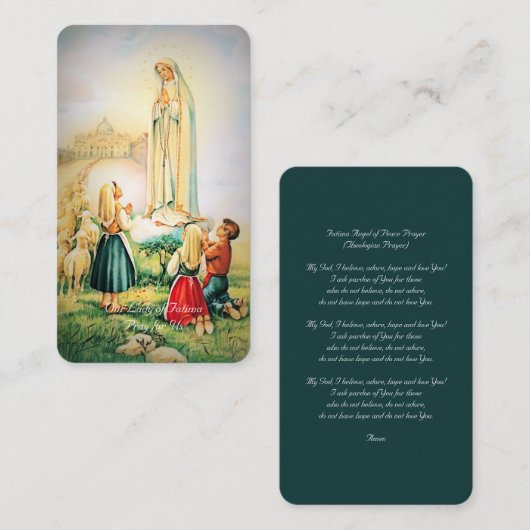 ファティマエンジェルテオロージアン祈りの言葉 エンクロージャーカード (正面/裏面)