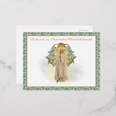 ファティマカトリック教会の宗教婦人ハート 箔招待状ポストカード (正面/裏面)