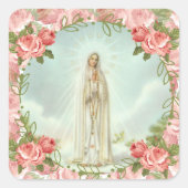 ファティマピンクのバラの我々の女性 スクエアシール (正面)