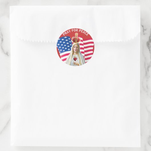 ファティマ米国国旗の母賛美の婦人 ラウンドシール (バッグ)