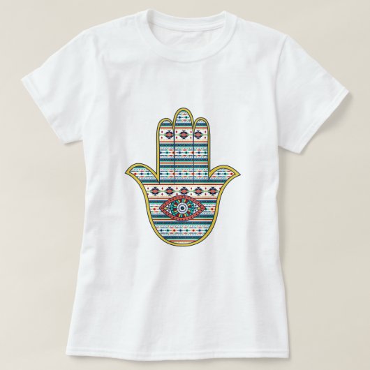 ファティマ記号のHAMSAハンド Tシャツ (デザイン正面)
