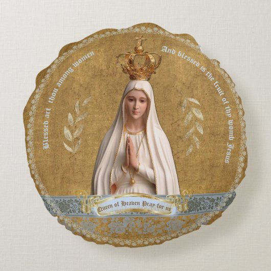 ファティマ賛美マ枕の婦人 ラウンドクッション (裏面)