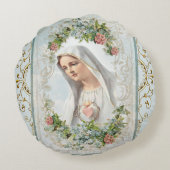 ファティマ賛美ヴァージンマリーカトリックフローラ ラウンドクッション (裏面)