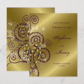 ファトファチンボホパープルらせん状金ゴールド保存日付 案内ポストカード (正面/裏面)