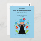 ファドウィメンシンガーバースデーパーティーの招待 ポストカード (正面/裏面)