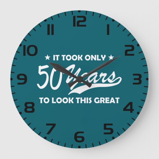 ファニーな50歳の誕生日レトロタイポグラフィー ラージ壁時計 (正面)