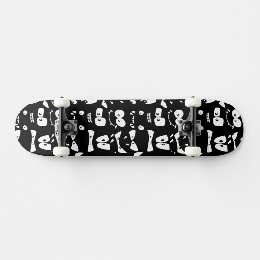 ファニーの白黒の漫画スマイリーフェイス スケートボード (横)