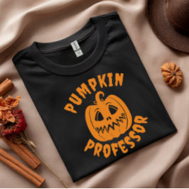 ファニーカボチャ教授オレンジタイポグラフィ Tシャツ