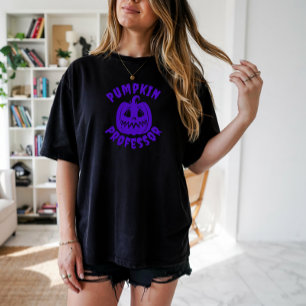 ファニーカボチャ教授パープルタイポグラフィ Tシャツ