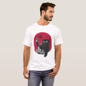ファニーキャットジラ巨大黒猫ゴジラ Tシャツ (正面フル)