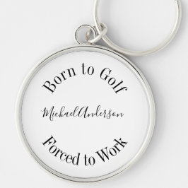 ファニーゴルフことわざ白黒シンプルキーチェーン キーホルダー