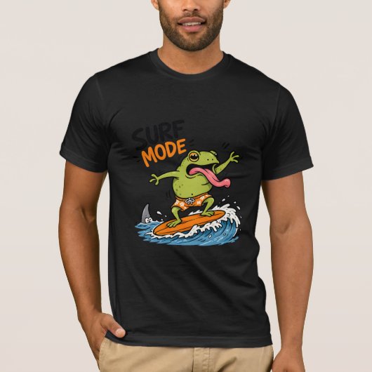 ファニーサーフモードカエル｜おもしろカエルサマー Tシャツ (正面)