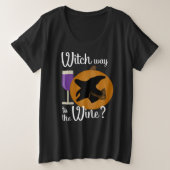 ファニーハロウィーンウィッチウェイトゥザワインパンプキン プラスサイズTシャツ (デザイン正面)