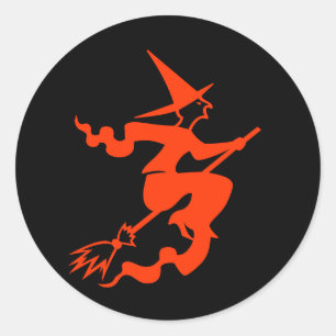 ファニーハロウィーンホラーウィッチホリデーブラックオレンジ ラウンドシール