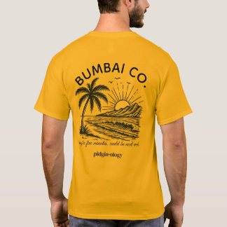 ファニーハワイアン・ピジン・ブンバイ株式会社 レトロサーフゴールド Tシャツ