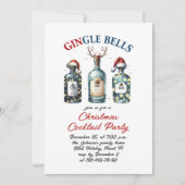 ファニーハンドドロッドクリスマスホリデーカクテルパーティー 招待状 (正面)