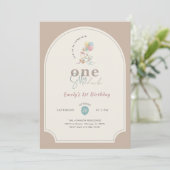 ファニーパインボーボールーン1歳の誕生日おめでとう 招待状 (スタンド正面)
