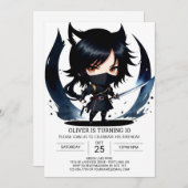 ファニー忍者シークレットエージェント誕生日 招待状 (正面/裏面)