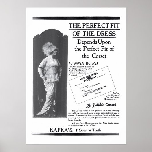 ファニー・ウォード1914ヴィンテージ広告ポスター ポスター (正面)