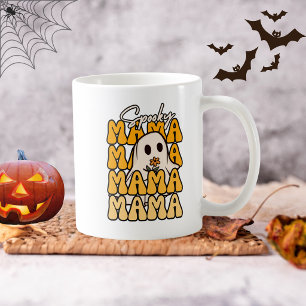 ファニー グルービー ハロウィン ママ ゴースト フラワー ハロウィン コーヒーマグカップ