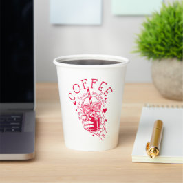 ファニー コーヒー ソウルメイト スケルトン レッド ハート 紙コップ