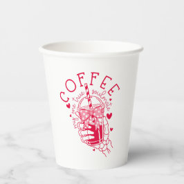 ファニー コーヒー ソウルメイト スケルトン レッド ハート 紙コップ