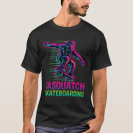 ファニー・サスカッチ・スケートボード・レトロネオン - ビッグフット Tシャツ