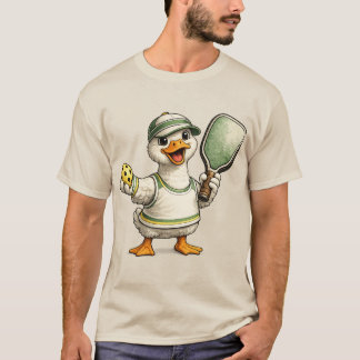 ファニー シリーグース ピックルボール : パドルを持つガチョウ Tシャツ