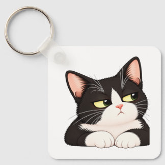 ファニー タキシード キャット キーチェーン - かわいい判断猫ギフト