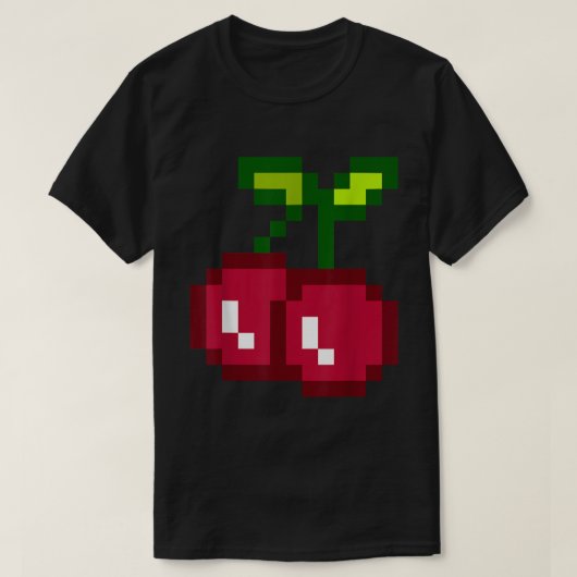 ファニー ピクセル チェリー 80年代 ゲーマーTシャツ Tシャツ (デザイン正面)